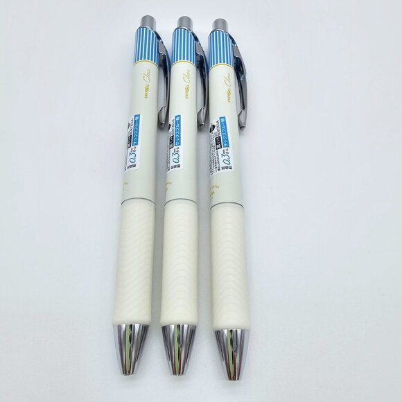 Pentel Energel Clena - 0.3 | Sax Blue Stripe Body + Black Ink | Lot of 3 - NEW - Picture 2 of 9
